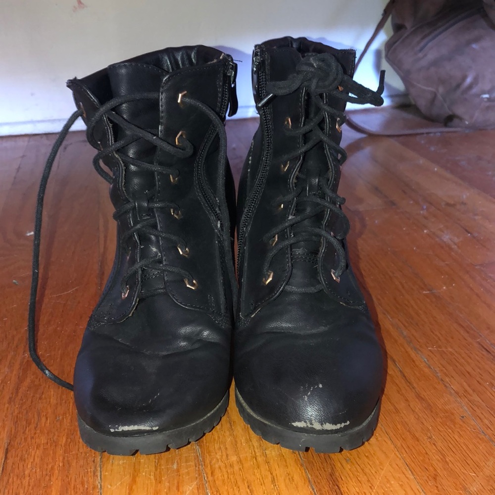black combat boots